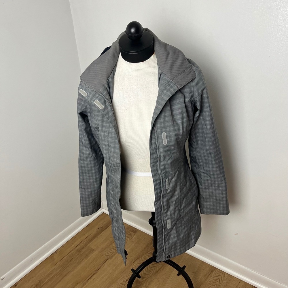 Marmot MemBrain Plaid Hooded Rain Jacket‎ XS TP Grey Waterproof Outdoor